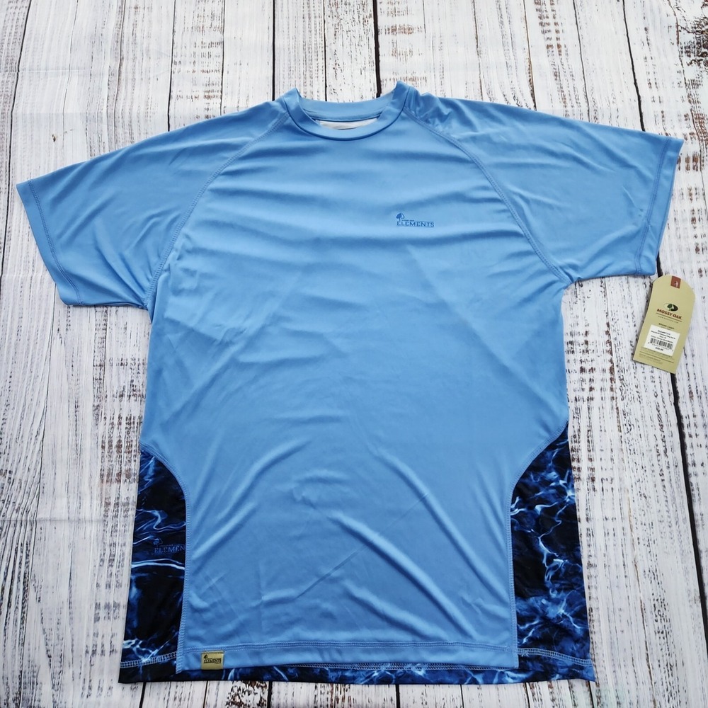 NWT Mossy Oak Brand Camo Blue Performance Fishing T-Shirt Men's M